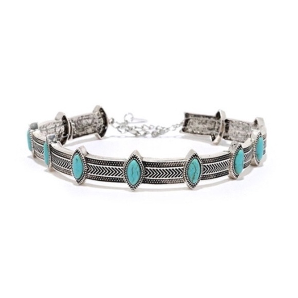 1 avail! Boho silver & turquoise statement choker - Picture 2 of 6